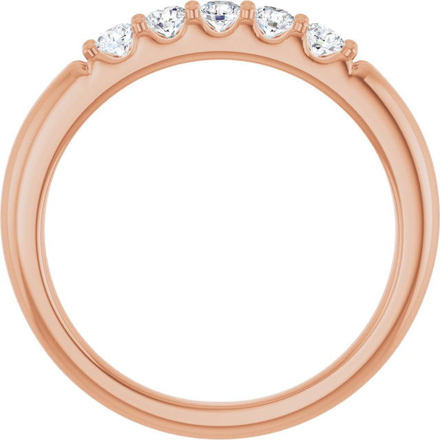 14K Gold Round Lab-Grown Diamond Five-Stone Anniversary Band - 1/6-1/2 CTW (Style 127347) - Rose Gold - view 2