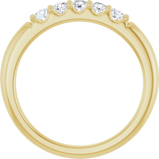 14K Gold Round Lab-Grown Diamond Five-Stone Anniversary Band - 1/6-1/2 CTW (Style 127347) - Yellow Gold - view 2