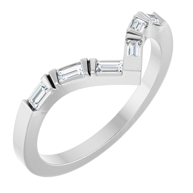 Platinum Straight Baguette Natural Diamond Contour Band - 1/6 CTW