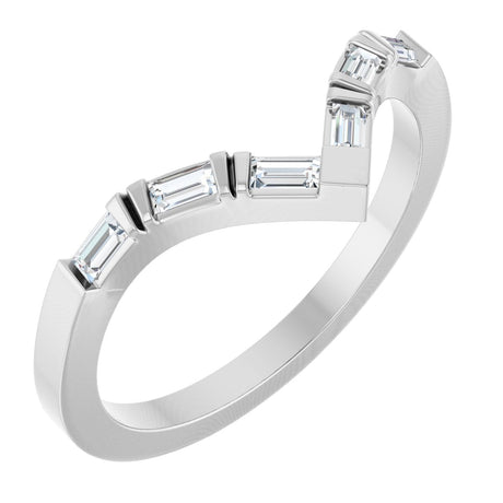 Platinum Straight Baguette Lab-Grown Diamond Contour Band - 1/6 CTW