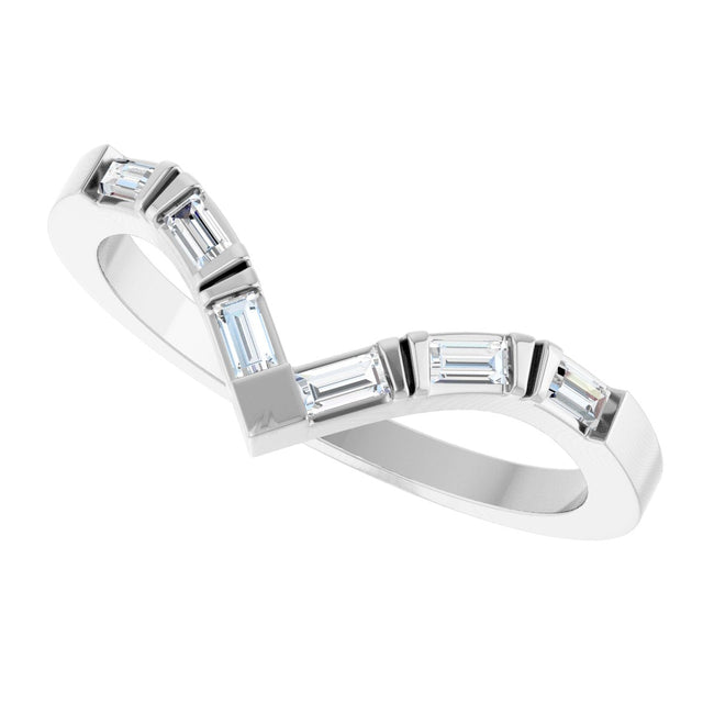 14K Gold Straight Baguette Lab-Grown Diamond Contour Band - 1/6 CTW - White Gold - view 5