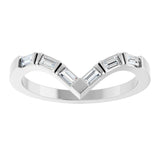 14K Gold Straight Baguette Natural Diamond Contour Band - 1/6 CTW - White Gold - view 3