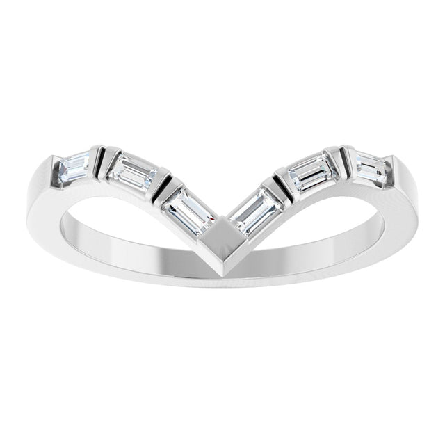 Platinum Straight Baguette Natural Diamond Contour Band - 1/6 CTW - view 3
