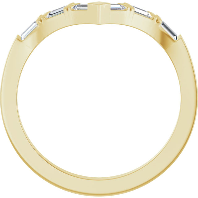 14K Gold Straight Baguette Lab-Grown Diamond Contour Band - 1/6 CTW - Yellow Gold - view 2