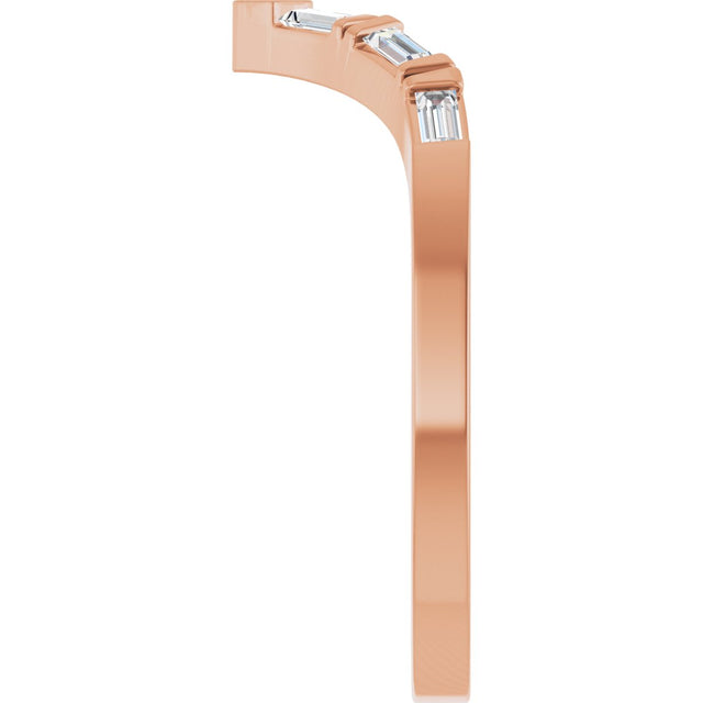 14K Gold Straight Baguette Lab-Grown Diamond Contour Band - 1/6 CTW - Rose Gold - view 4