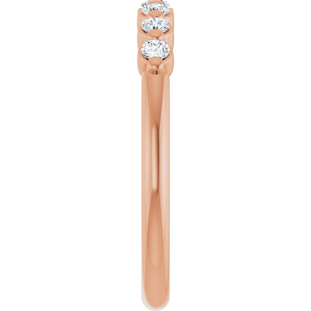 14K Gold Round Lab-Grown Diamond Shared-Prong Anniversary Band - Rose Gold - view 4