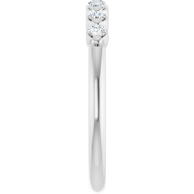 14K Gold Round Natural Diamond Shared-Prong Anniversary Band - White Gold - view 4