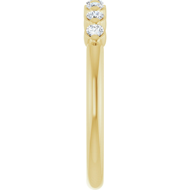 14K Gold Round Natural Diamond Shared-Prong Anniversary Band - Yellow Gold - view 4