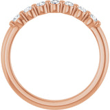 14K Gold Round Natural Diamond Shared-Prong Anniversary Band - Rose Gold - view 2