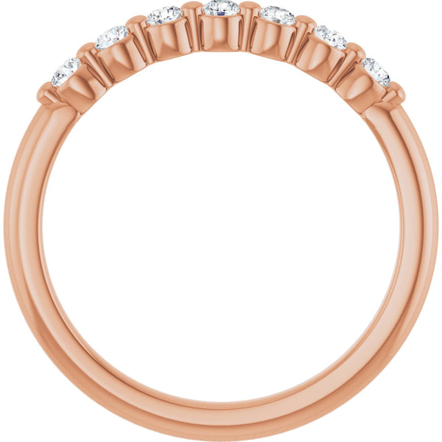 14K Gold Round Natural Diamond Shared-Prong Anniversary Band - Rose Gold - view 2