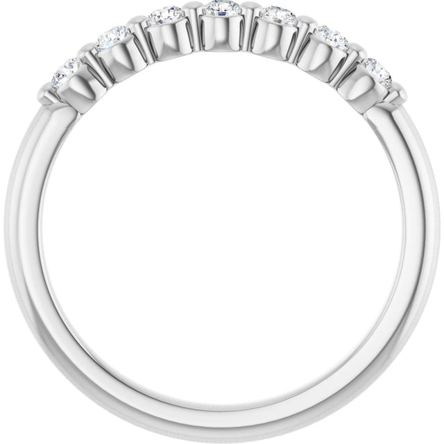 14K Gold Round Natural Diamond Shared-Prong Anniversary Band - White Gold - view 2