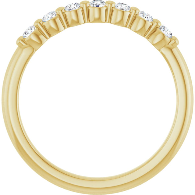 14K Gold Round Natural Diamond Shared-Prong Anniversary Band - Yellow Gold - view 2
