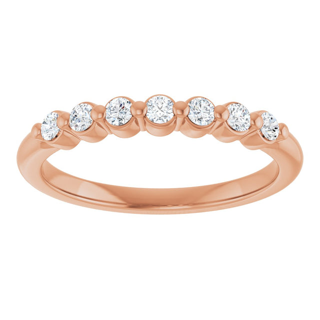 14K Gold Round Lab-Grown Diamond Shared-Prong Anniversary Band - Rose Gold - view 3