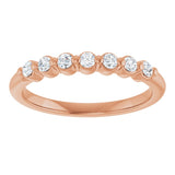 14K Gold Round Natural Diamond Shared-Prong Anniversary Band - Rose Gold - view 3