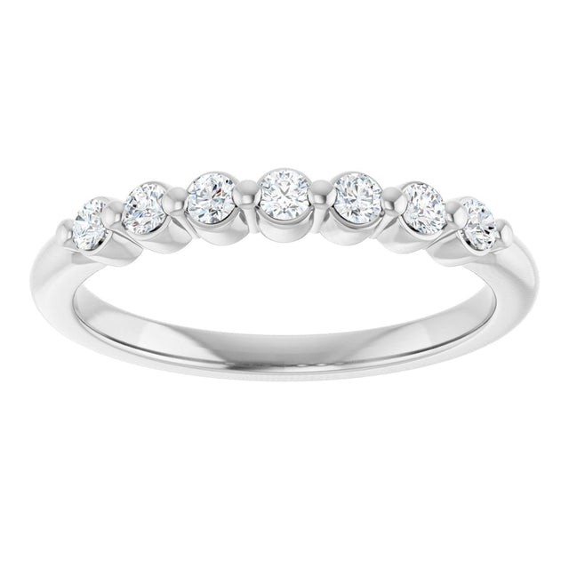 14K Gold Round Lab-Grown Diamond Shared-Prong Anniversary Band - White Gold - view 3