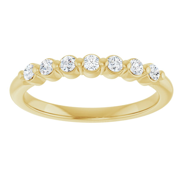 14K Gold Round Lab-Grown Diamond Shared-Prong Anniversary Band - Yellow Gold - view 3