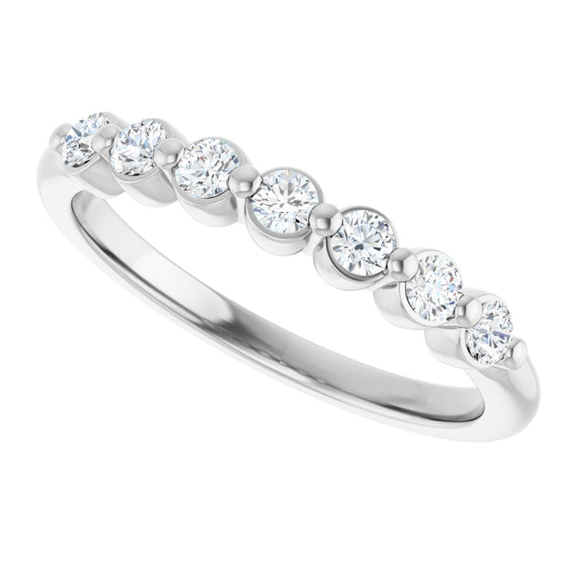 14K Gold Round Natural Diamond Shared-Prong Anniversary Band - White Gold - view 5