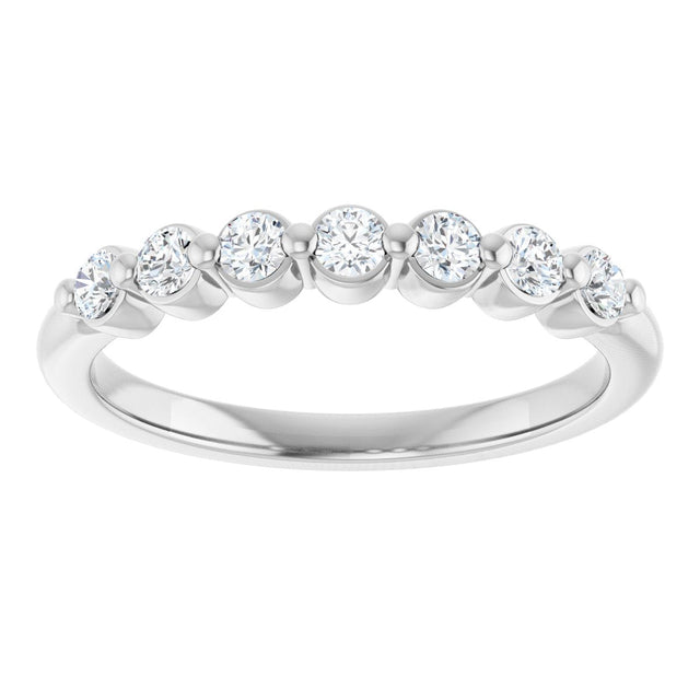 14K Gold Round Lab-Grown Diamond Shared-Prong Anniversary Band - White Gold - view 3