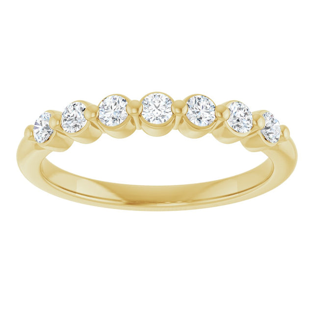 14K Gold Round Natural Diamond Shared-Prong Anniversary Band - Yellow Gold - view 3