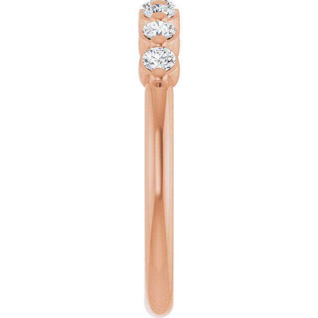 14K Gold Round Lab-Grown Diamond Shared-Prong Anniversary Band - Rose Gold - view 4
