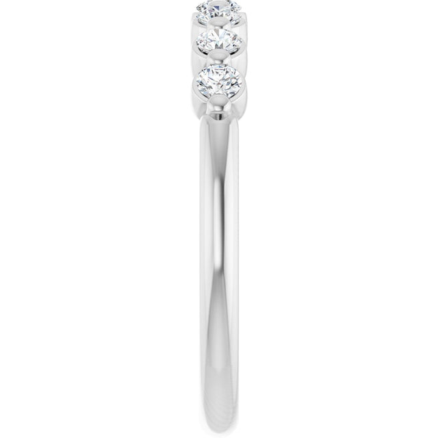 Platinum Round Natural Diamond Shared-Prong Anniversary Band - view 4