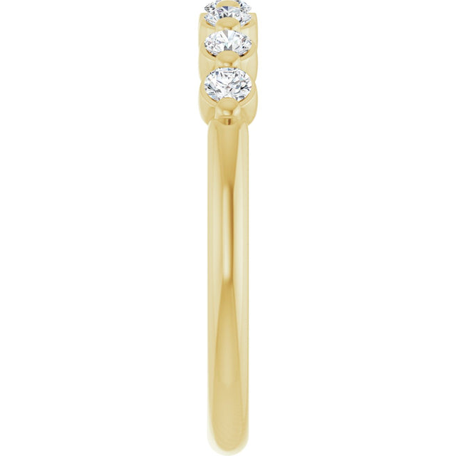 14K Gold Round Natural Diamond Shared-Prong Anniversary Band - Yellow Gold - view 4