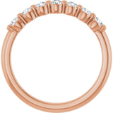 14K Gold Round Natural Diamond Shared-Prong Anniversary Band - Rose Gold - view 2