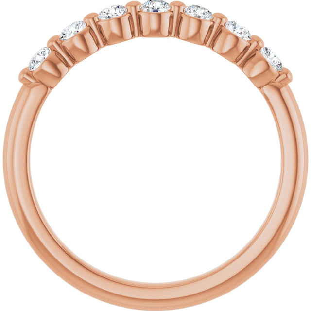 14K Gold Round Natural Diamond Shared-Prong Anniversary Band - Rose Gold - view 2