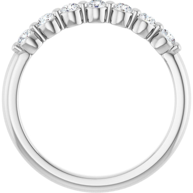 14K Gold Round Natural Diamond Shared-Prong Anniversary Band - White Gold - view 2
