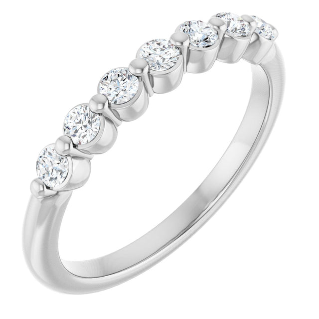 Platinum Round Lab-Grown Diamond Shared-Prong Anniversary Band