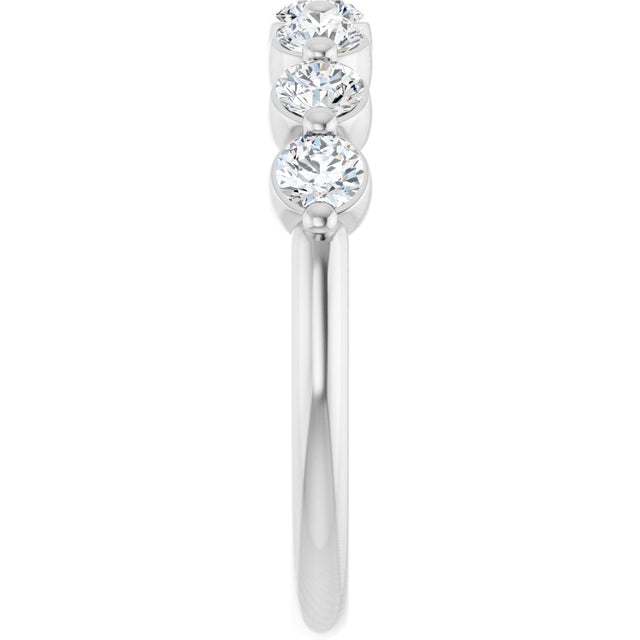 14K Gold Round Lab-Grown Diamond Shared-Prong Anniversary Band - White Gold - view 4