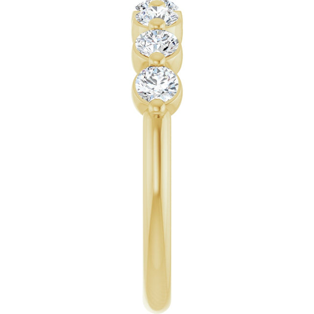 14K Gold Round Lab-Grown Diamond Shared-Prong Anniversary Band - Yellow Gold - view 4