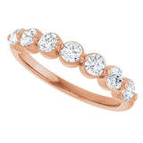 14K Gold Round Lab-Grown Diamond Shared-Prong Anniversary Band - Rose Gold - view 5