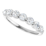14K Gold Round Natural Diamond Shared-Prong Anniversary Band - White Gold - view 5