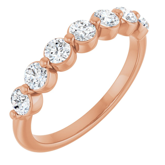 14K Gold Round Lab-Grown Diamond Shared-Prong Anniversary Band - Rose Gold