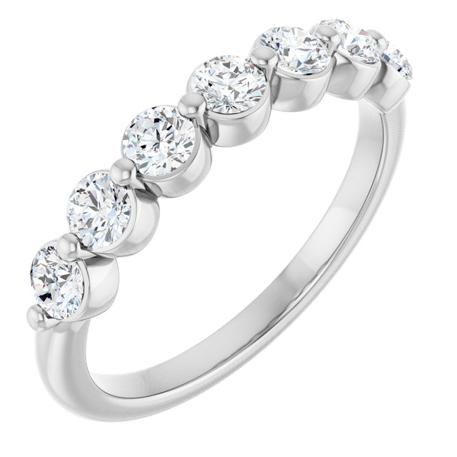 14K Gold Round Natural Diamond Shared-Prong Anniversary Band - White Gold