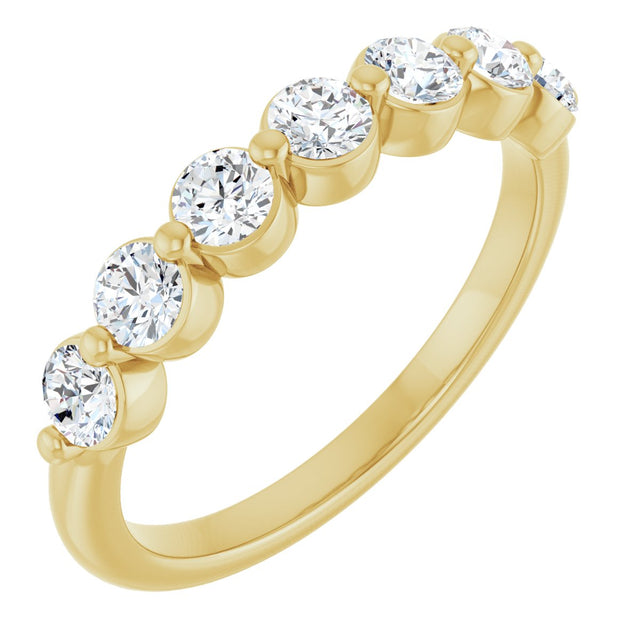 14K Gold Round Lab-Grown Diamond Shared-Prong Anniversary Band - Yellow Gold