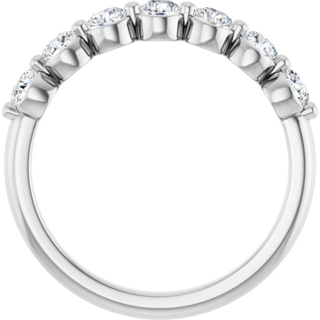 14K Gold Round Lab-Grown Diamond Shared-Prong Anniversary Band - White Gold - view 2