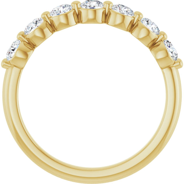 14K Gold Round Natural Diamond Shared-Prong Anniversary Band - Yellow Gold - view 2