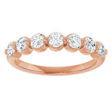 14K Gold Round Natural Diamond Shared-Prong Anniversary Band - Rose Gold - view 3