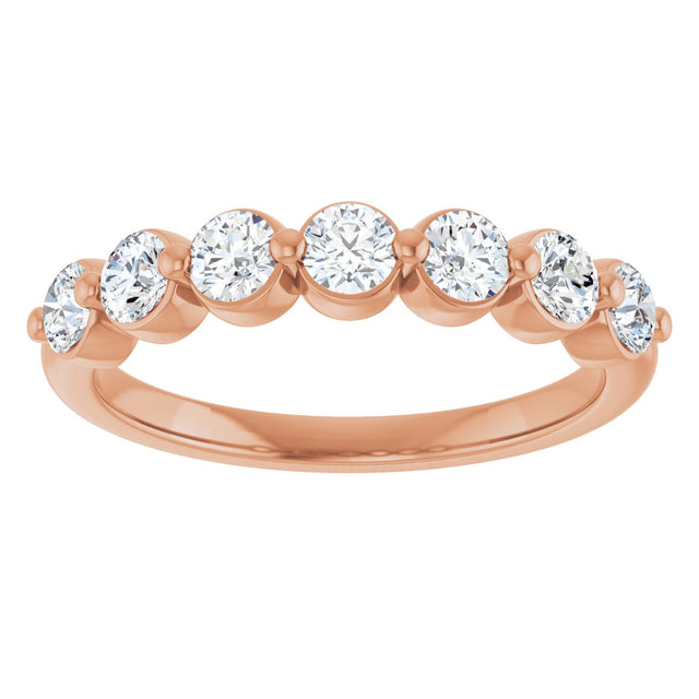 14K Gold Round Lab-Grown Diamond Shared-Prong Anniversary Band - Rose Gold - view 3