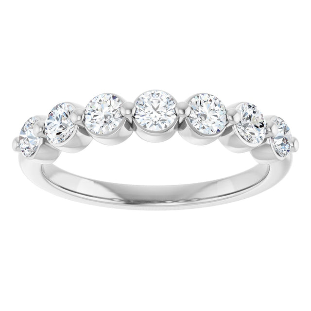 14K Gold Round Lab-Grown Diamond Shared-Prong Anniversary Band - White Gold - view 3