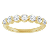 14K Gold Round Lab-Grown Diamond Shared-Prong Anniversary Band - Yellow Gold - view 3