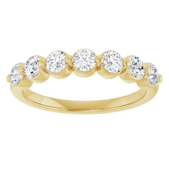 14K Gold Round Lab-Grown Diamond Shared-Prong Anniversary Band - Yellow Gold - view 3