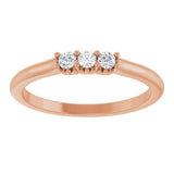 14K Gold Round Lab-Grown Diamond Three-Stone Anniversary Band - 1/8-05 CTW - Rose Gold - view 3