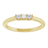 14K Gold Round Natural Diamond Three-Stone Anniversary Band - 1/6-05 CTW - Yellow Gold - view 3