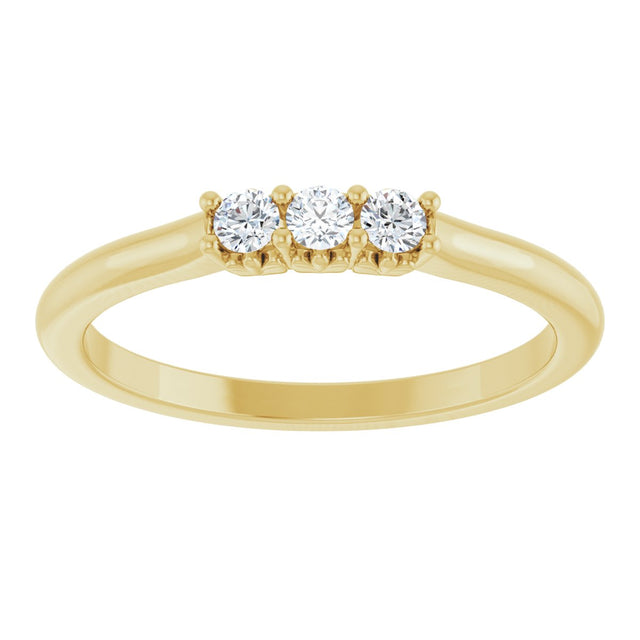 14K Gold Round Natural Diamond Three-Stone Anniversary Band - 1/6-05 CTW - Yellow Gold - view 3