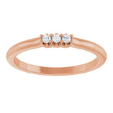 14K Gold Round Lab-Grown Diamond Three-Stone Anniversary Band - 06-08 CTW - Rose Gold - view 3