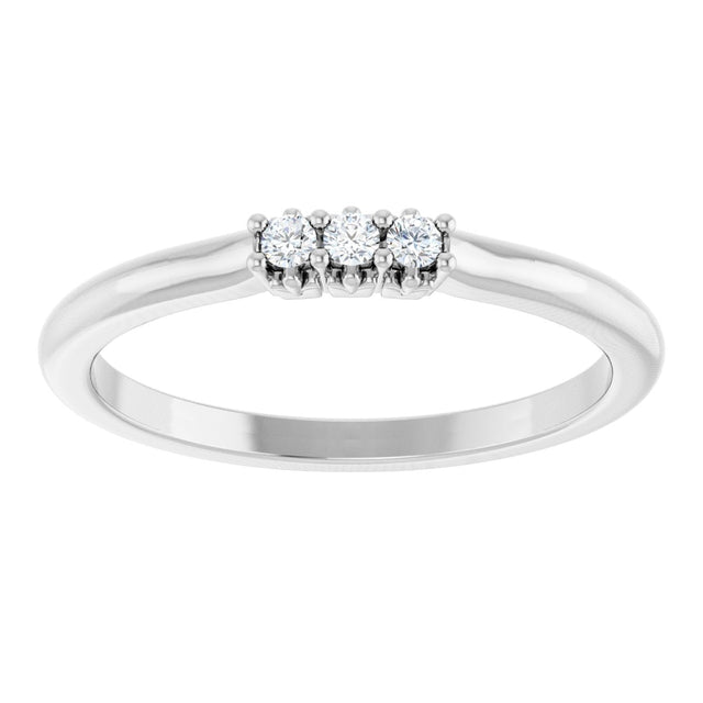 14K Gold Round Natural Diamond Three-Stone Anniversary Band - 06-08 CTW - White Gold - view 3