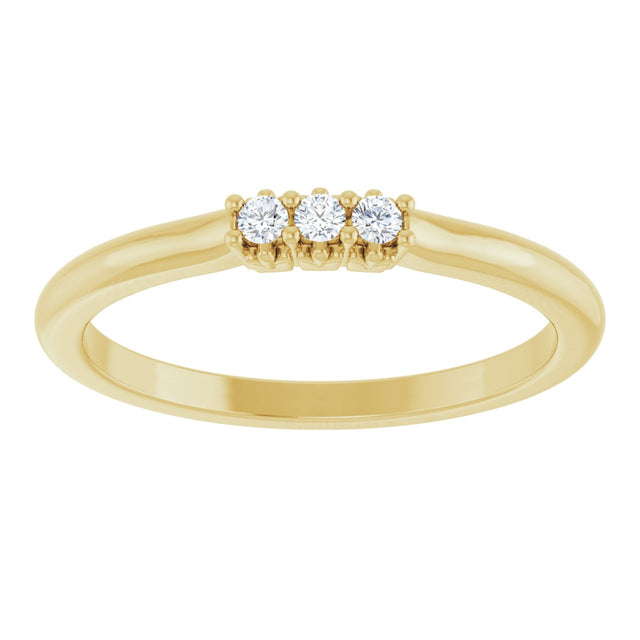 14K Gold Round Lab-Grown Diamond Three-Stone Anniversary Band - 06-08 CTW - Yellow Gold - view 3